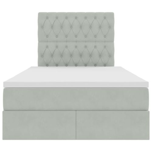 Легло с място за съхранение и LED с LED Светлосиво 120 x 190 cm