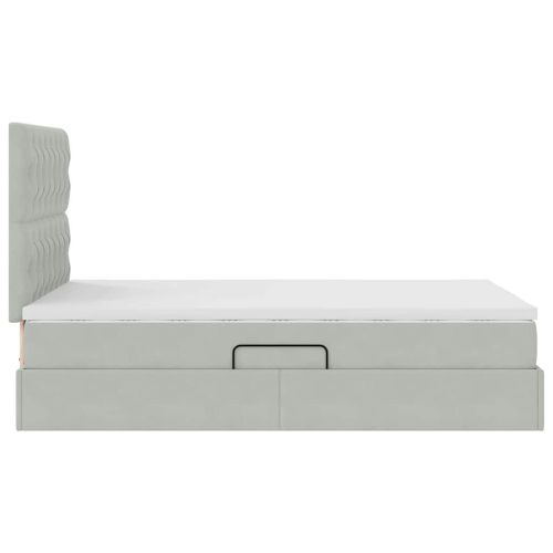 Легло с място за съхранение и LED с LED Светлосиво 120 x 190 cm