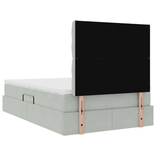Легло с място за съхранение и LED с LED Светлосиво 120 x 190 cm