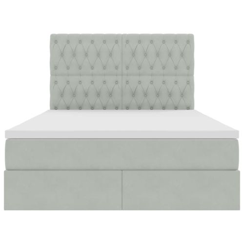 Легло с място за съхранение и LED с LED Светлосиво 140 x 200 cm