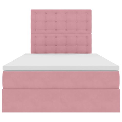 Легло с място за съхранение и LED Розово 120 x 200 cm Кадифе