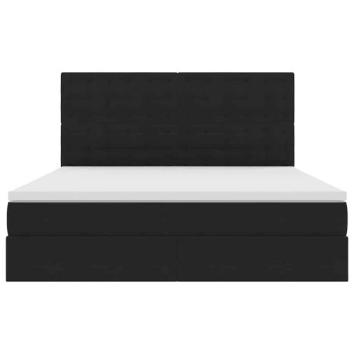 Легло с място за съхранение и LED Черно 160 x 200 cm Кадифе