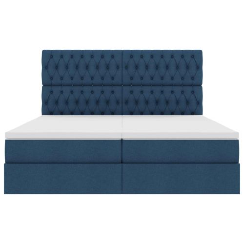 Легло С LED лентисти светлини Синьо 180 x 200 cm текстил