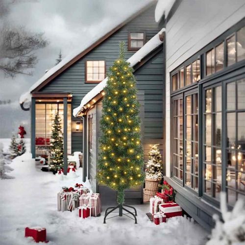 С изкуствено коледно дърво с 300 LED светодиода Зелен 240 cm