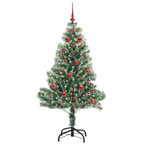 Изкуствена коледна елха със сняг и LED светлина 150 cm