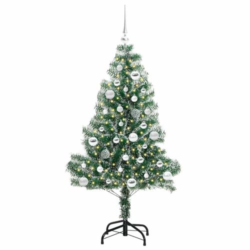 Изкуствена коледна елха със сняг и LED светлина 150 cm