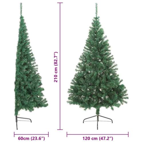 Изкуствена коледна елха с подсветка Зелен 210 cm ПВЦ