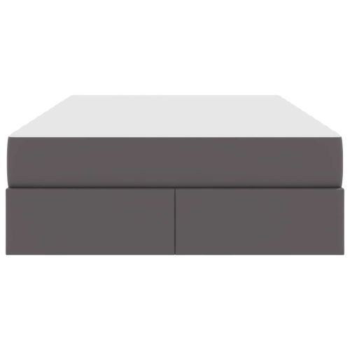 Легло с място за съхранение и матрак с матрак 2 pcs Сив Кожа