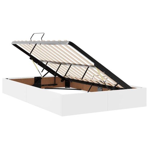 Легло с място за съхранение и матрак с матрак 2 pcs Бяло Кожа