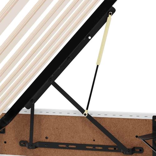 Легло с място за съхранение и матрак с матрак 2 pcs Бяло Кожа