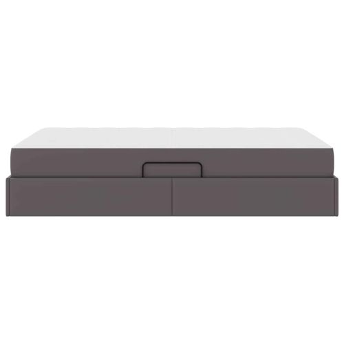 Легло с място за съхранение и матрак с матрак 2 pcs Сив Кожа