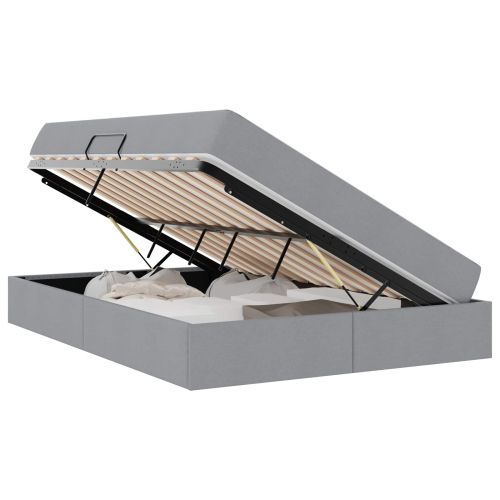 Легло с място за съхранение и матрак Светлосиво 140 x 200 cm