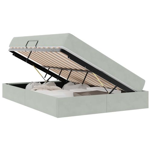 Легло с място за съхранение и матрак Светлосиво 140 x 200 cm