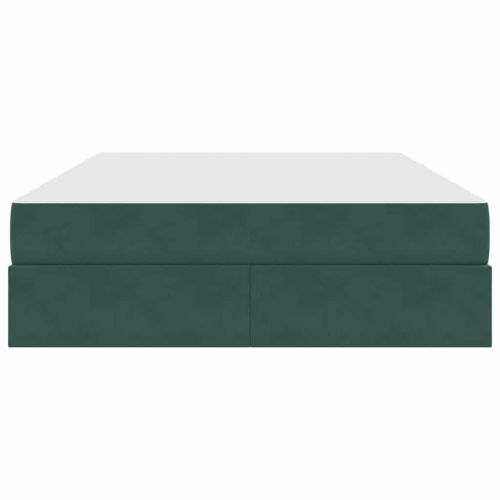 Легло с място за съхранение и матрак Тъмен зелен 140 x 200 cm