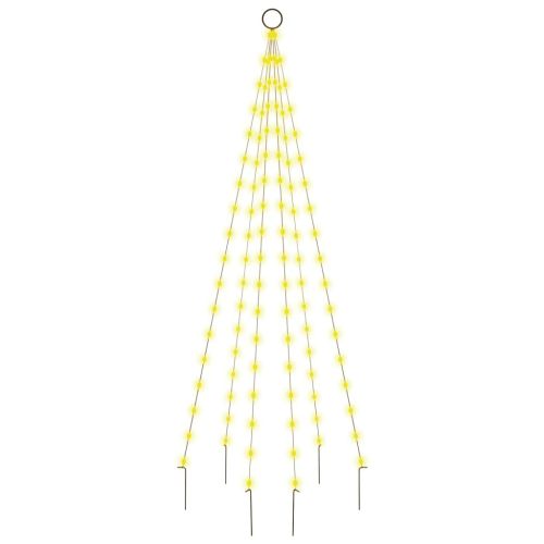 Коледна елха на флагщок, топло бяло, 108 LED, 180 см