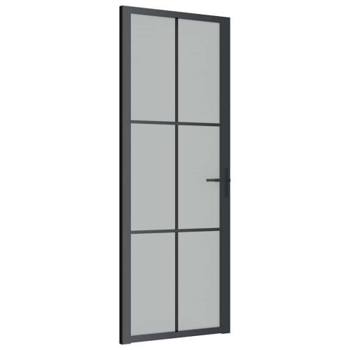 Интериорна врата, 76x201,5 см, черен мат, стъкло и алуминий