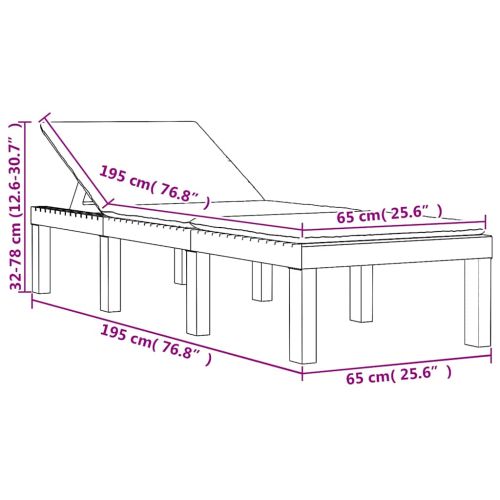 Шезлонг с възглавници, антрацит, PP