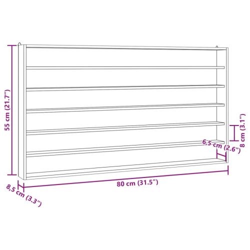 Дървена колекционерска витрина с 6 рафта 80x8,5x55 см