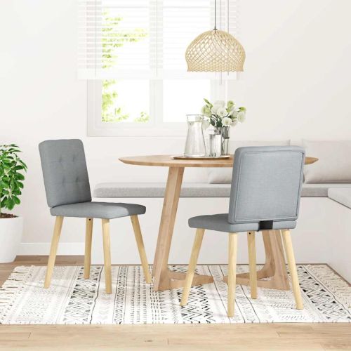 Трапезни столове, 2 бр, светлосиви, текстил