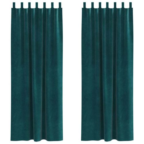 Затъмняващи завеси 2 pcs Тъмен зелен 140 x 225 cm Кадифе