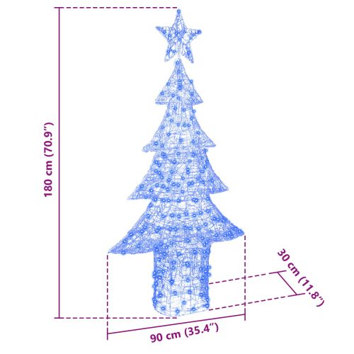 Коледно дърво с 240 LED светодиода Синьо 180 cm Акрил