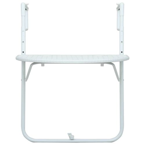 Окачена балконска маса, бяла, 60x64x83,5 см, пластмасов ратан