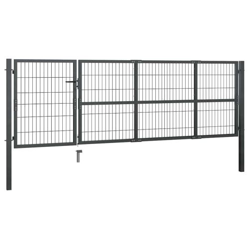 Градинска порта със стълбове от стомана 350x100 см, антрацит