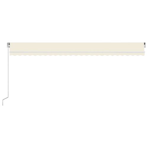 Ръчно прибиращ се сенник с LED, 600x350 см, кремав