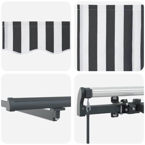 Ръчно прибираща се тента с LED, антрацит и бял, 600x300 см