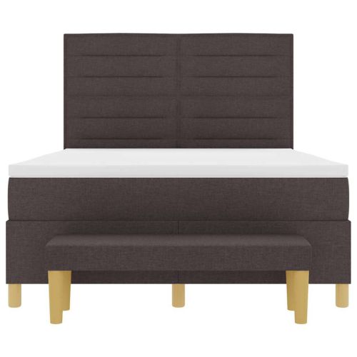 Легло с пружинирана основа Тъмнокафяв 140 x 190 cm текстил