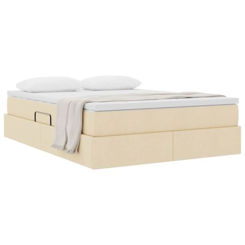 Легло с място за съхранение и матрак с матрак Крем 140 x 190 cm