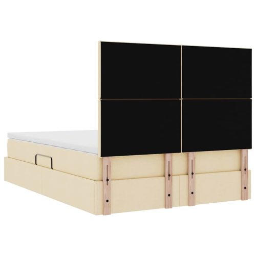 Легло с място за съхранение и LED Кремав 140 x 190 cm Полиестер