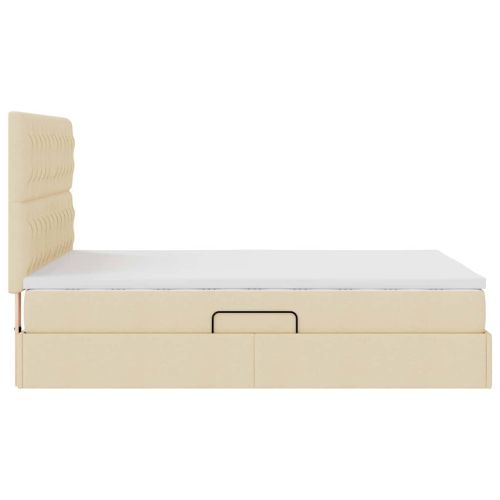 Легло с място за съхранение и LED Кремав 140 x 190 cm Полиестер