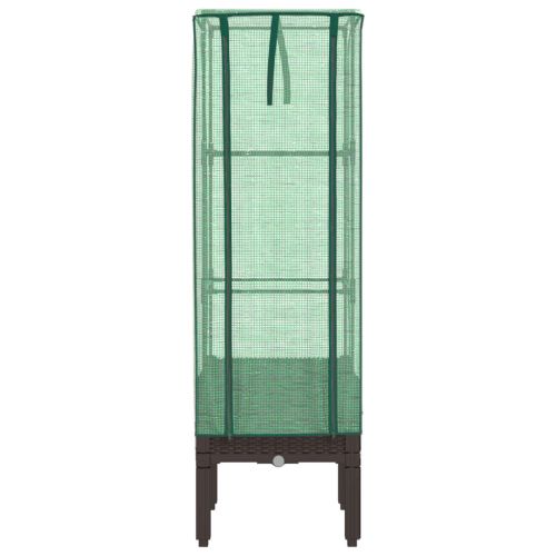 Повдигнато легло с оранжерия калъф, ратанов вид, 40x40x140 см