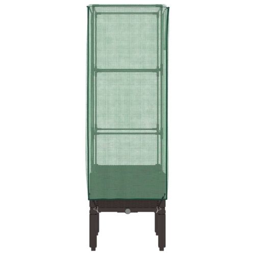 Повдигнато легло с оранжерия калъф, ратанов вид, 40x40x140 см