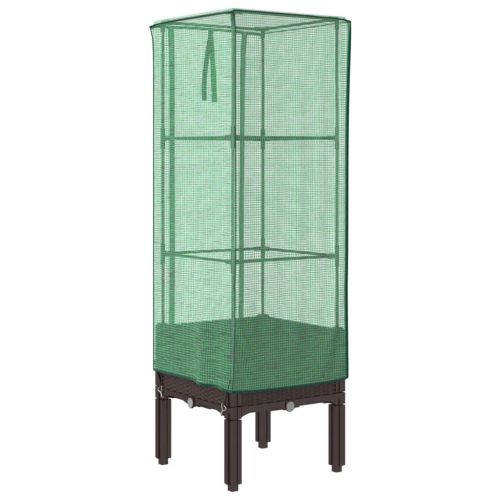 Повдигнато легло с оранжерия калъф, ратанов вид, 40x40x140 см