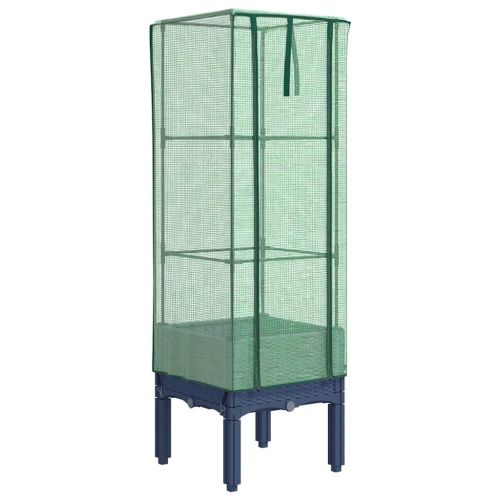 Повдигнато легло с оранжерия калъф, ратанов вид, 40x40x140 см