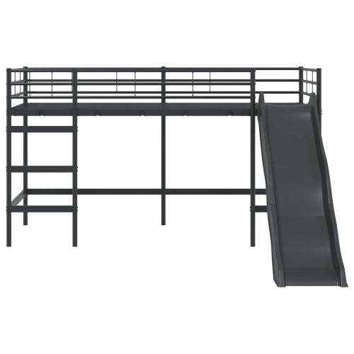 Двуетажно легло с пързалка за деца Едноцветен Черно и антрацит