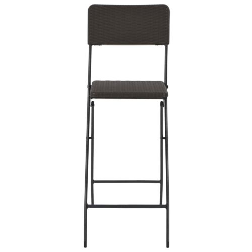 Сгъваеми бар столове, 2 бр, HDPE и стомана, кафяви, ратанов вид