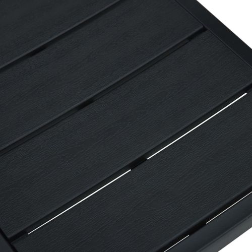 Градински столове, 2 бр, черни, HDPE, имитация на дърво