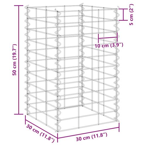 Габиони повдигнати лехи, 4 бр, 30x30x50/100/150/200 см, желязо