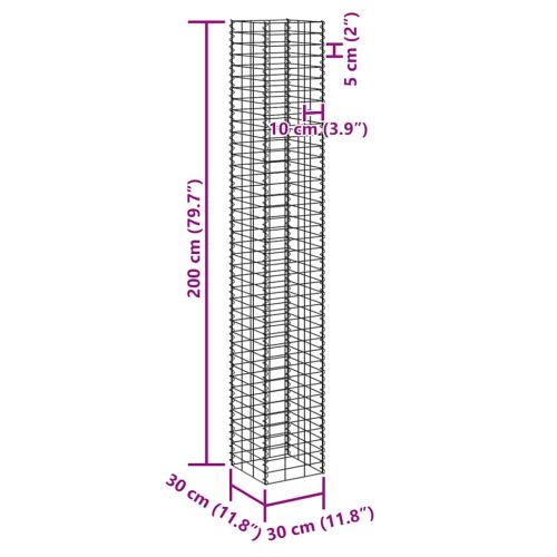 Габиони повдигнати лехи, 4 бр, 30x30x50/100/150/200 см, желязо