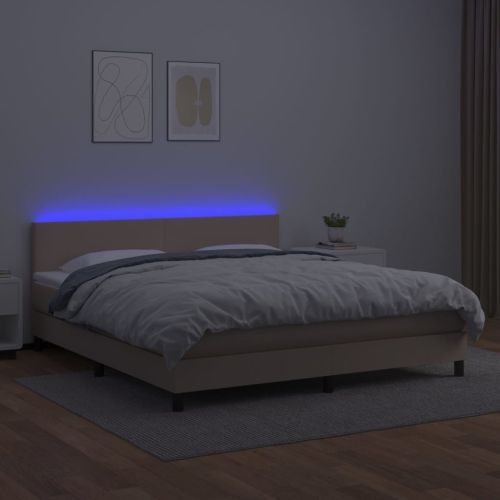 Боксспринг легло с матрак LED капучино 180x200 см