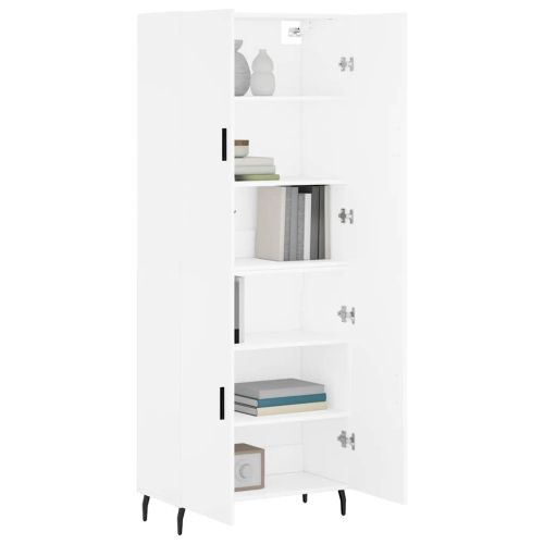 Висок шкаф, бял, 69,5x34x180 см, инженерно дърво