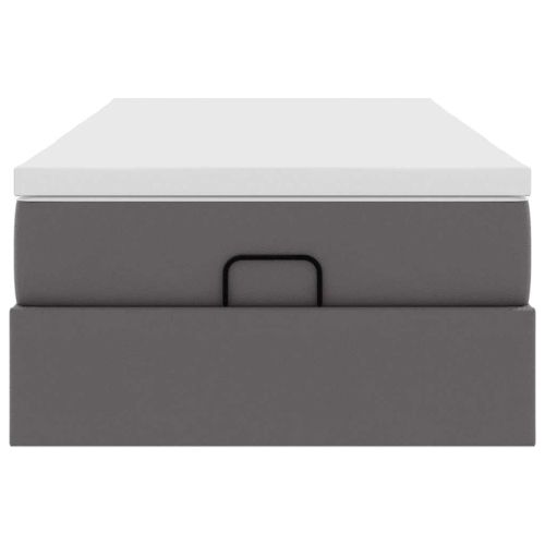 Османска легло с матрак, сиво, 100x200 см, изкуствена кожа