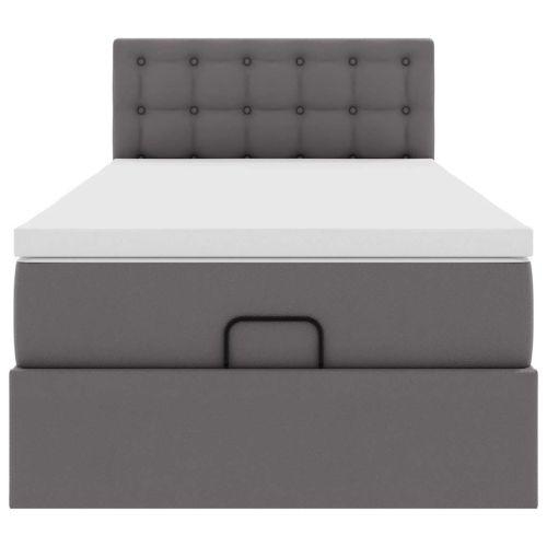 Османска легло с матрак, сиво, 100x200 см, изкуствена кожа