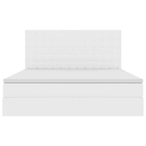 Легло с място за съхранение и LED с LED Чисто бяло 180 x 200 cm