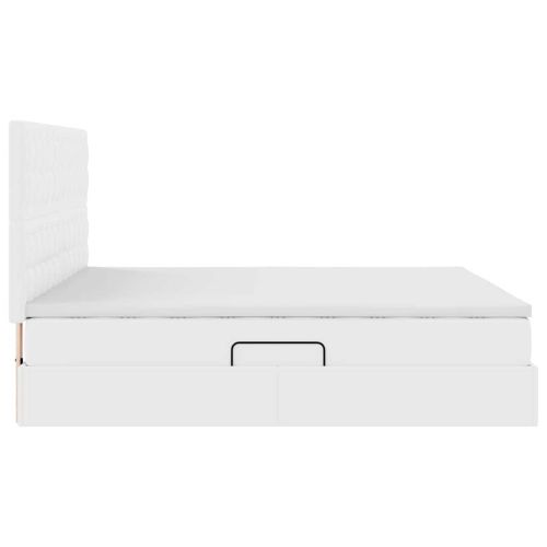 Легло с място за съхранение и LED с LED Чисто бяло 180 x 200 cm