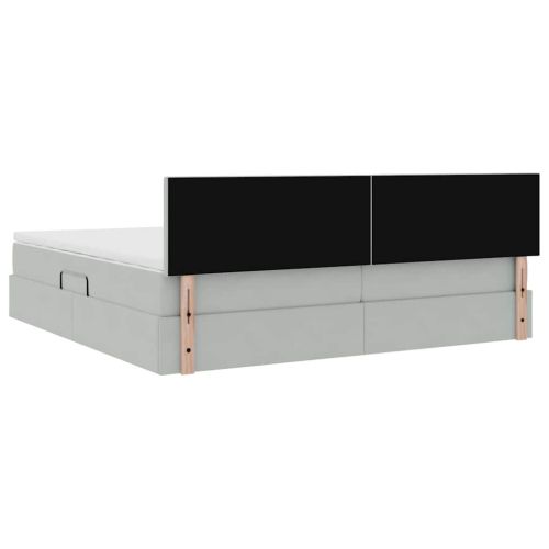 Легло с място за съхранение и LED с LED Светлосиво 200 x 200 cm