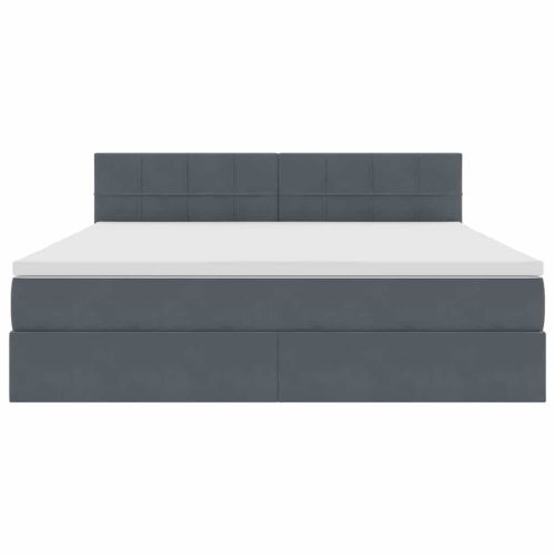 Легло с място за съхранение и LED Тъмен сив 180 x 200 cm Кадифе